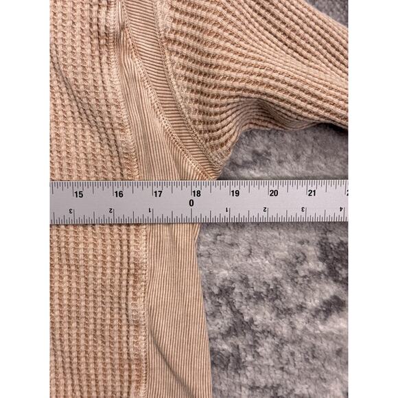 Free People Top Small Womens Thermal Waffle Zip Neck Long Sleeve - Picture 4 of 8
